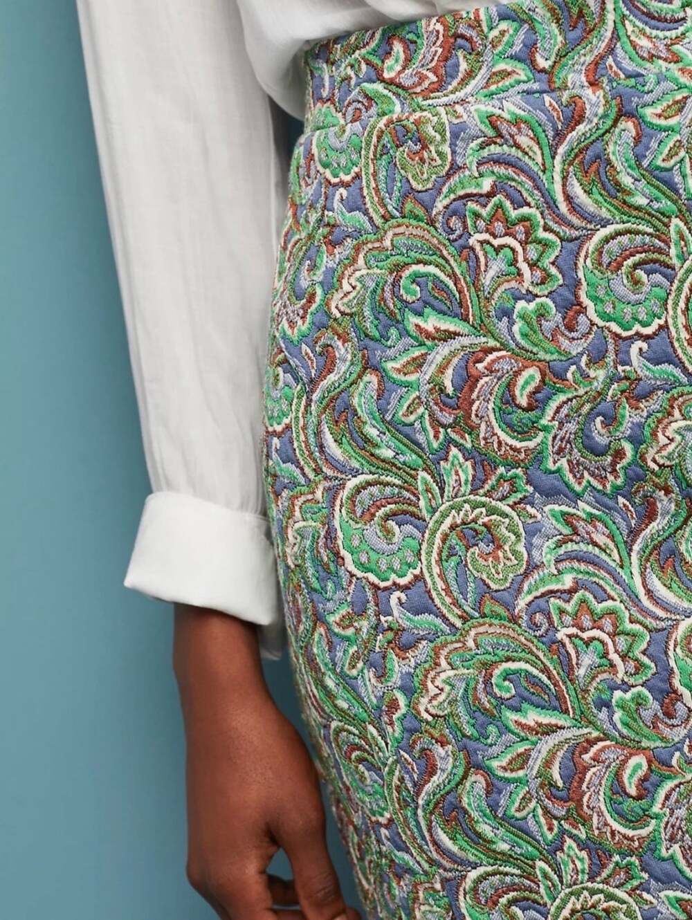 Maeve by Anthropologie Paisley Jacquard Tapestry Pencil Skirt Size XS